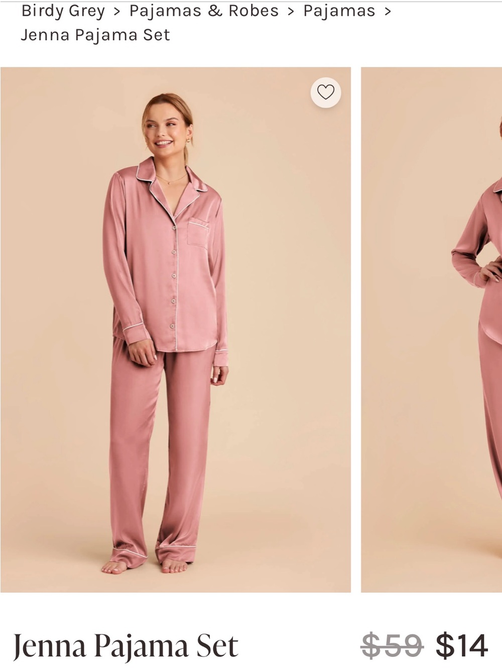 Birdy Grey Jenna Satin Pajama Set in Dusty Rose